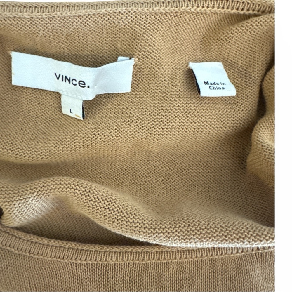 Vince Pale Walnut Shirred Cotton Tank Maxi Dress Sz L - Picture 10 of 12